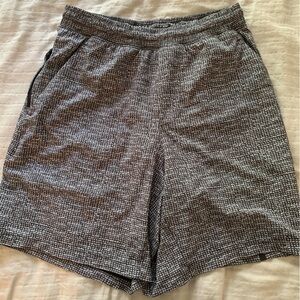 Men’s Lululemon shorts in a black, white and grey pattern
